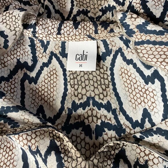 Cabi Womens Snake Print Long Sleeve Blouse With Button Cuffs Md - Picture 7 of 7